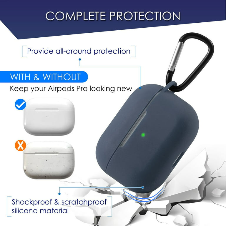 Insten Shockproof Silicone Protective Skin Compatible with Apple AirPods 2019 Charging Case, Supports Wireless Charging, Includes Carabiner Keychain, Midnight Blue - Walmart.com