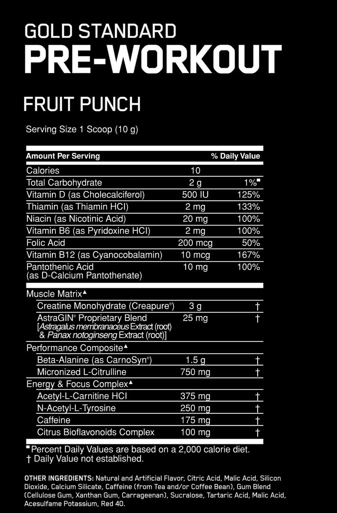 Optimum Nutrition Gold Standard Pre-Workout Powder, Fruit Punch, 300 g
