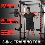 Mikolo Foldable Power Rack Cage,1000lbs Capacity Wall Mounted Squat Rack, Independent pulley system, Space Saving Home Gym Equipment