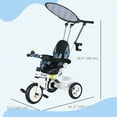 thumbnail image 3 of Qaba 6 in 1 Kids Tricycle with Removable Handlebar and Canopy, Blue, 3 of 10