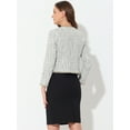 thumbnail image 4 of INSPIRE CHIC Women's Plaid Tweed Blazer Long Sleeve Open Front Work Office Short Jacket Large White, 4 of 5