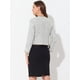 thumbnail image 4 of Disfraz de Halloween Blazer de tweed a cuadros para mujer, manga larga, parte delantera abierta, trabajo, oficina, chaqueta corta Blanco negro L, 4 of 6