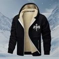 thumbnail image 2 of Mens Jesus Hoodies Fleece Lined Christian Cross Zip Up Thick Heavyweight Jackets Winter Warm Black L, 2 of 4