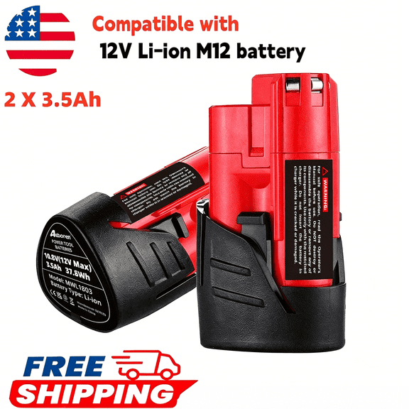 Upgraded 2Pcs 3.5Ah 12V M12 Batteries Replace for Original M12 Battery Compatible with 12V 48-11-2420 48-11-2401 48-11-2402 48-11-2430 48-11-2440 Cordless Power Tools and Charger