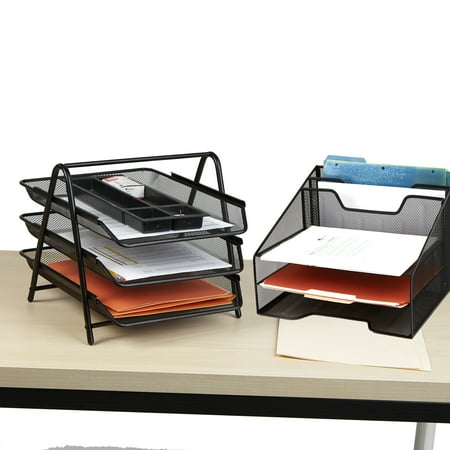 Mind Reader Metal Mesh Monitor Stand With Drawer Organizer Mesh