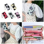 Aellinatey Stylish Cow Print Handheld Wallet PU Card Holder Purse for Fashionable Women