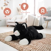 MorisMos 31.5“ Giant Cat Stuffed Animal with Weighted Palm, 2.8 lb Blank and White Kitty Plush Pillow