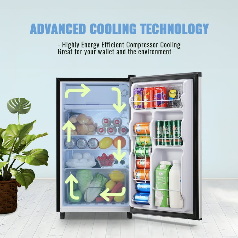WANAI 3.2 Cu.ft Mini Refrigerator with 3 Removable Shelves Single Door 5 Temp Control Silver Fridge WANAI 3.2 Cu.ft Mini Refrigerator with 3 Removable Shelves Single Door 5 Temp Control Silver Fridge