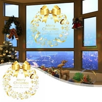 Christmas Wreath Window Stickers, Large Static Cling Decals for Glass Door Shop Decoration(A)