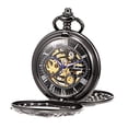 thumbnail image 2 of Treeweto Antique Dragon Mechanical Skeleton Black Pocket Watch with Chain, 2 of 2