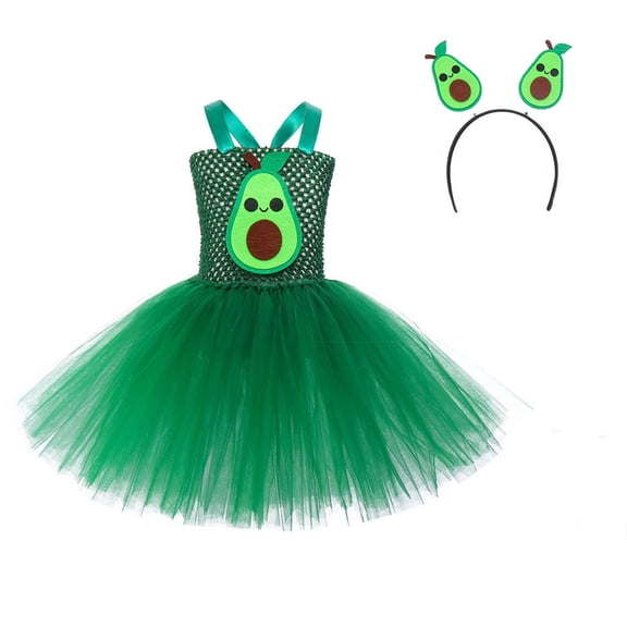 Hihipz Little Girls Skirts Avocado Fruit Vegetable Tutu Dress Kindergarten Stage Performance Party Tulle Skirt