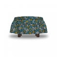 thumbnail image 4 of Floral Ottoman Cover, Vintage Flowers Theme, 2 Piece Slipcover Set with Ruffle Skirt for Square Round Cube Footstool Decorative Home Accent, Standard Size, Sea Blue Mustard, by Ambesonne, 4 of 5
