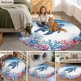 thumbnail image 6 of Blue Sea Turtles Round Living Room Rugs 5 ft, Red Coral Shell Ocean Life Summer Watercolor Washable Area Rug with Non-Slip Sturdy Edge Binding Round Carpet for Entryway Kitchen Bedroom Bathroom, 6 of 9