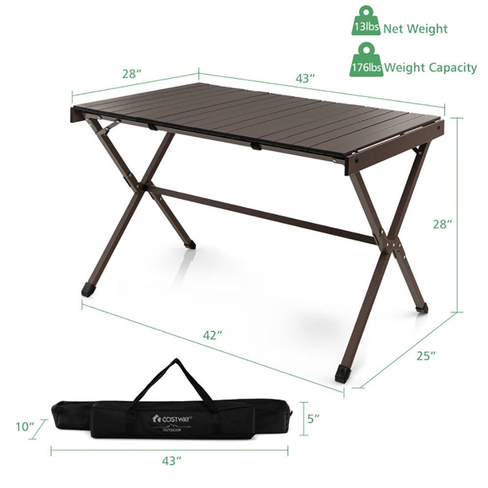 Aimee Lii 4-6 Person Portable Aluminum Camping Table with Carrying Bag, Camp Tables PorTable Foldable, Brown Aimee Lii 4-6 Person Portable Aluminum Camping Table with Carrying Bag, Camp Tables PorTable Foldable, Brown