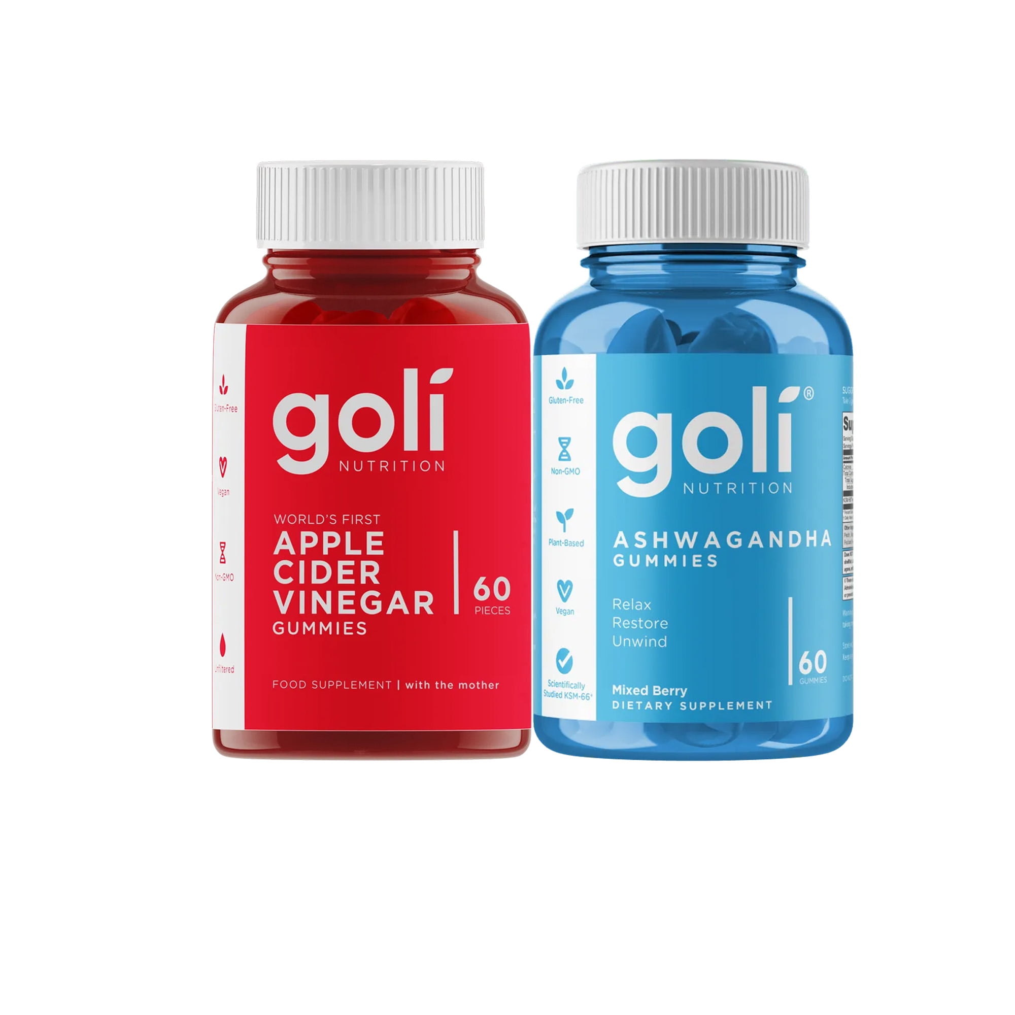 Goli Nutrition Apple Cider Vinegar Gummies + Ashwagandha Gummies Bundle