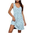 thumbnail image 3 of Fashion Min Dresses for Womens 2026 Plus Size Summer Printed V Neck Sleeveless Loose Ruched Knee-Length Dress, 3 of 8