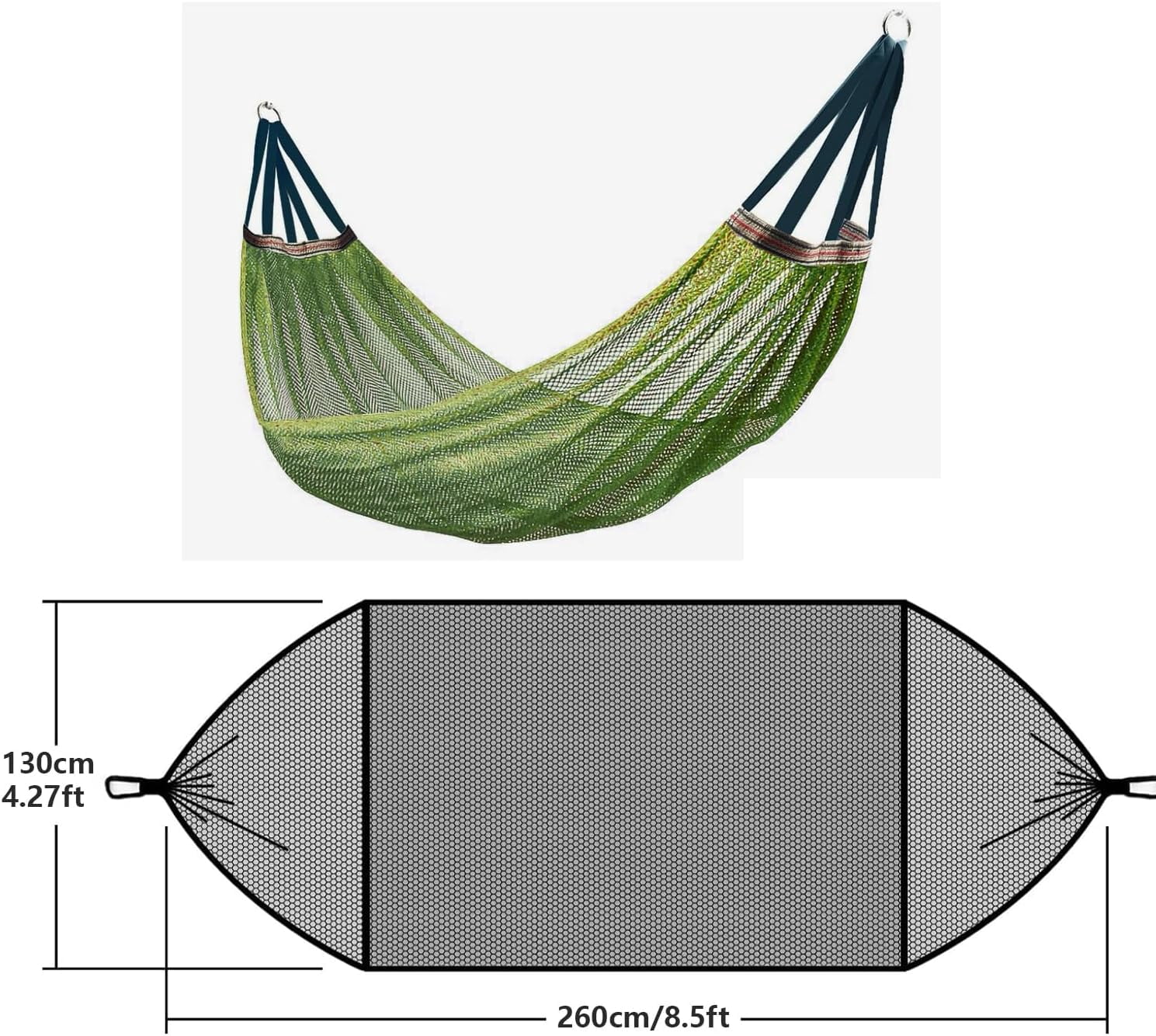 Outdoor Hammock, Super Soft and Breathable Nylon Mesh Hammock - Maximum Load of 550 LB (Army Green)