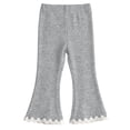 thumbnail image 2 of fnnxnal Kids Girls Flare Pants Ribbed Knit High Waist Stretchy Bell Bottom Lace Trim Gray,Size 8 T, 2 of 7