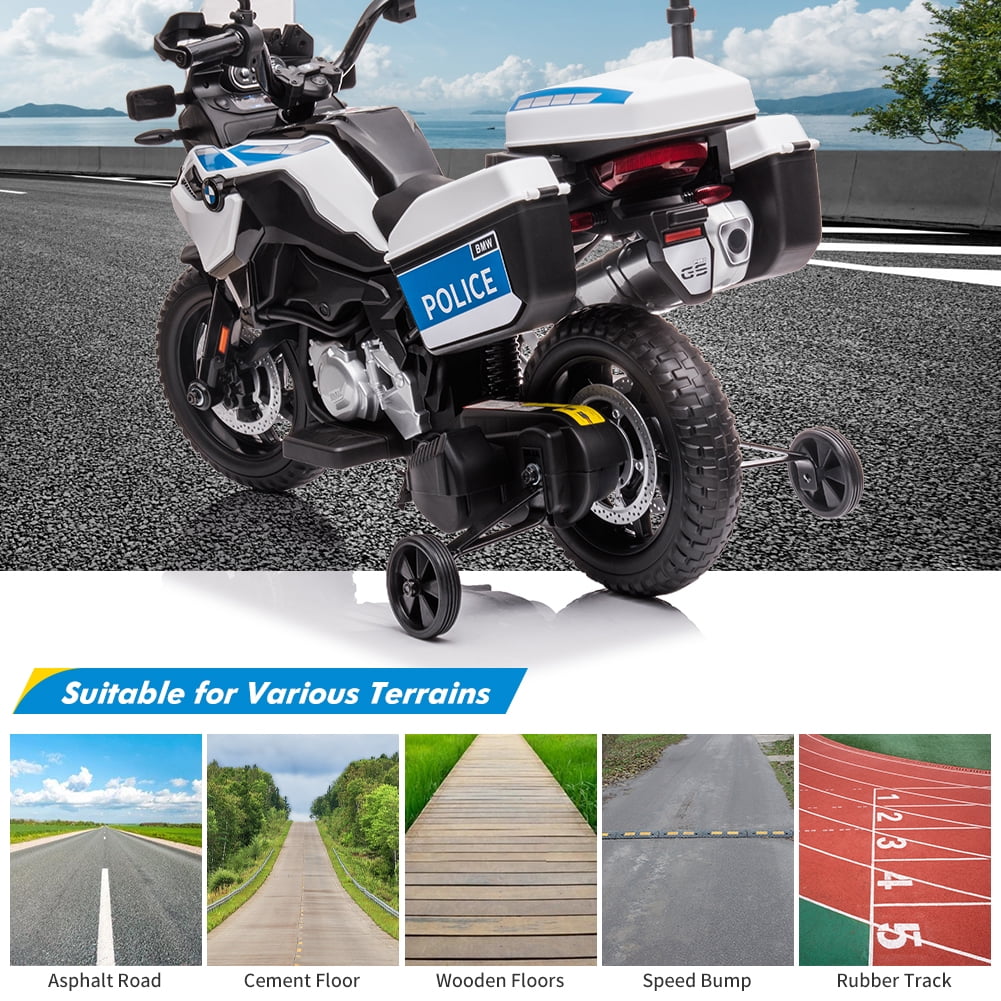 12V 7AH Ride-On Police Motorcycle,High/Low Variable Speed, Licensed BMW Ride-On Car ,2 Storage Boxes ,Built-in Music, Warning Lights and LED Headlights , EVA Tire