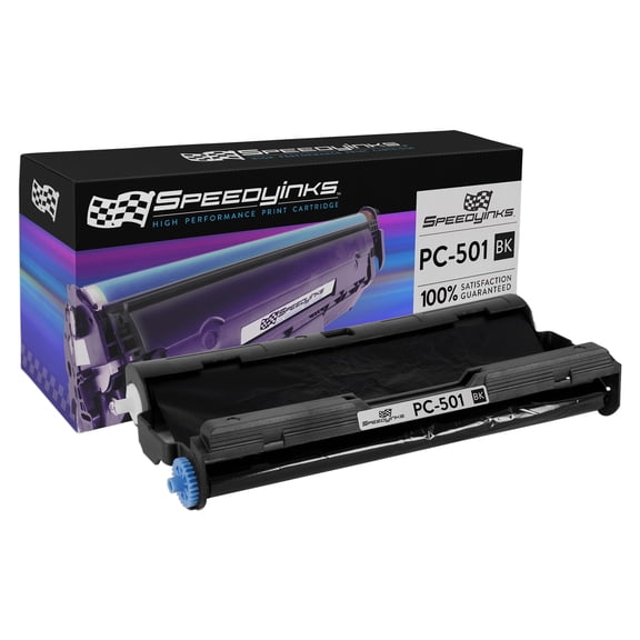Speedy Inks Compatible Thermal Fax Cartridge with Rolls Replacement for Brother PC501 (Black)