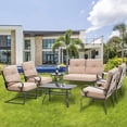thumbnail image 7 of SOLAURA 7-Piece Patio Furniture Outdoor Metal Conversation Set (2 Spring Chairs, 2 Patio Chairs, Loveseat with Coffee Table and Side Table) - Brown, 7 of 7