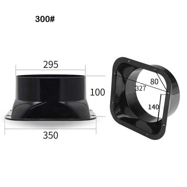 Duct Connector Square Flange Abs Plastic for 100-300Mm Dia Hose Check Valve