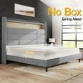 thumbnail image 5 of Merluxy Queen Bed Frame with Charging Station and LED Light,Wingback Storage Headboard,No Box Spring Needed,Sherpa Light Grey, 5 of 7