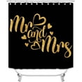 thumbnail image 2 of 4PCS Mr Mrs Shower Curtain Sets with Rugs, Waterproof Fabric Black Shower Curtain, Bridal Lover Couple Romantic Wedding Anniversary Engagement Love Heart Gold Glitter Words Mr and Mrs Bathroom Decor, 2 of 7