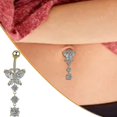 thumbnail image 4 of Anillos de ombligo de acero inoxidable, Piercing curvo de mariposa, decoración del ombligo colgante, 4 of 5