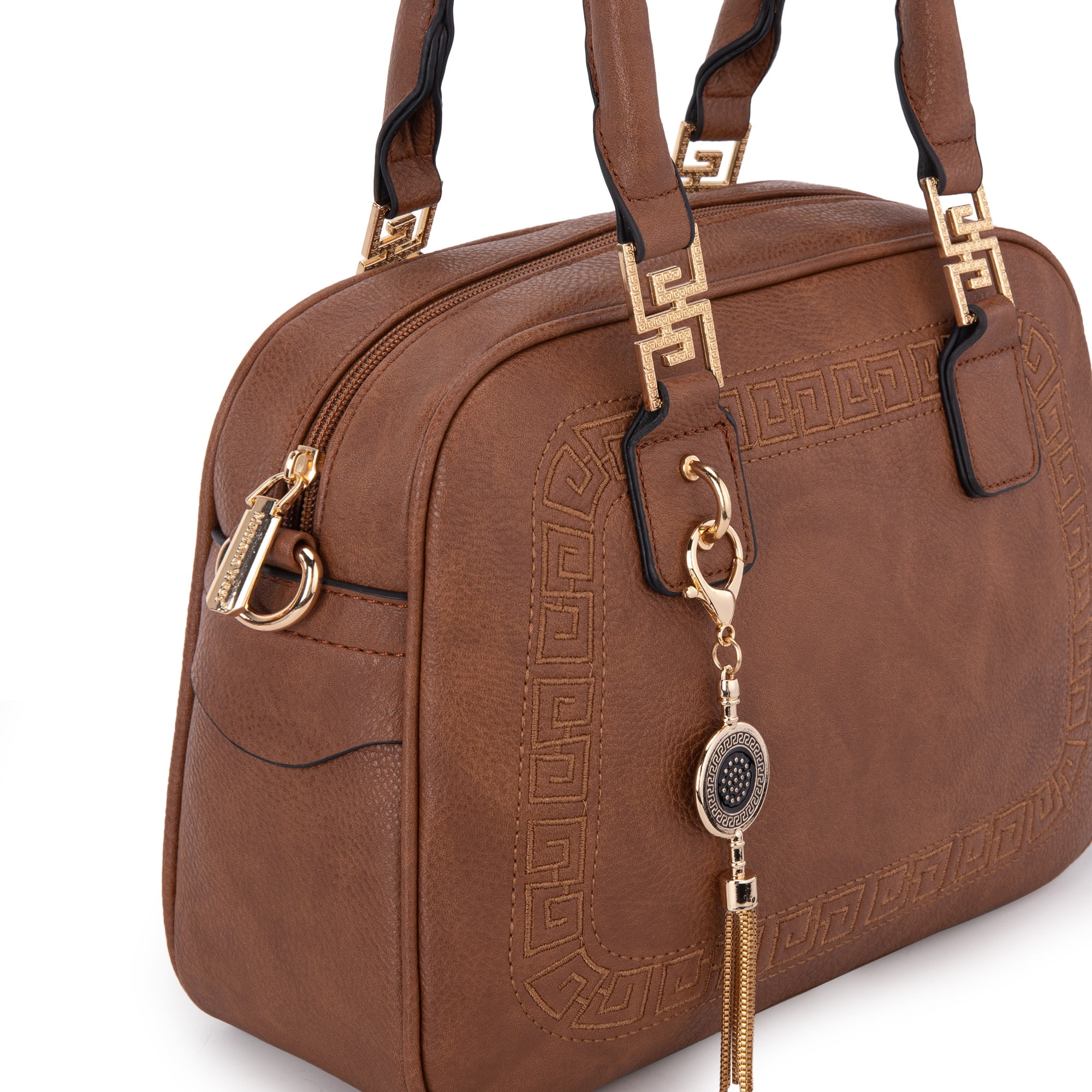Montana West Small Top Handle Purse for Women Crossbody Satchel Handbag Barrel Bag, Brown
