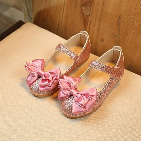 

TMOYZQ Toddler/Girls Dress Shoes Mary Jane Butterfly Knot Princess Wedding Party Bridesmaids Shoes Glitter Princess Ballet Flats for Kid Toddler Leather Shoes Sandals