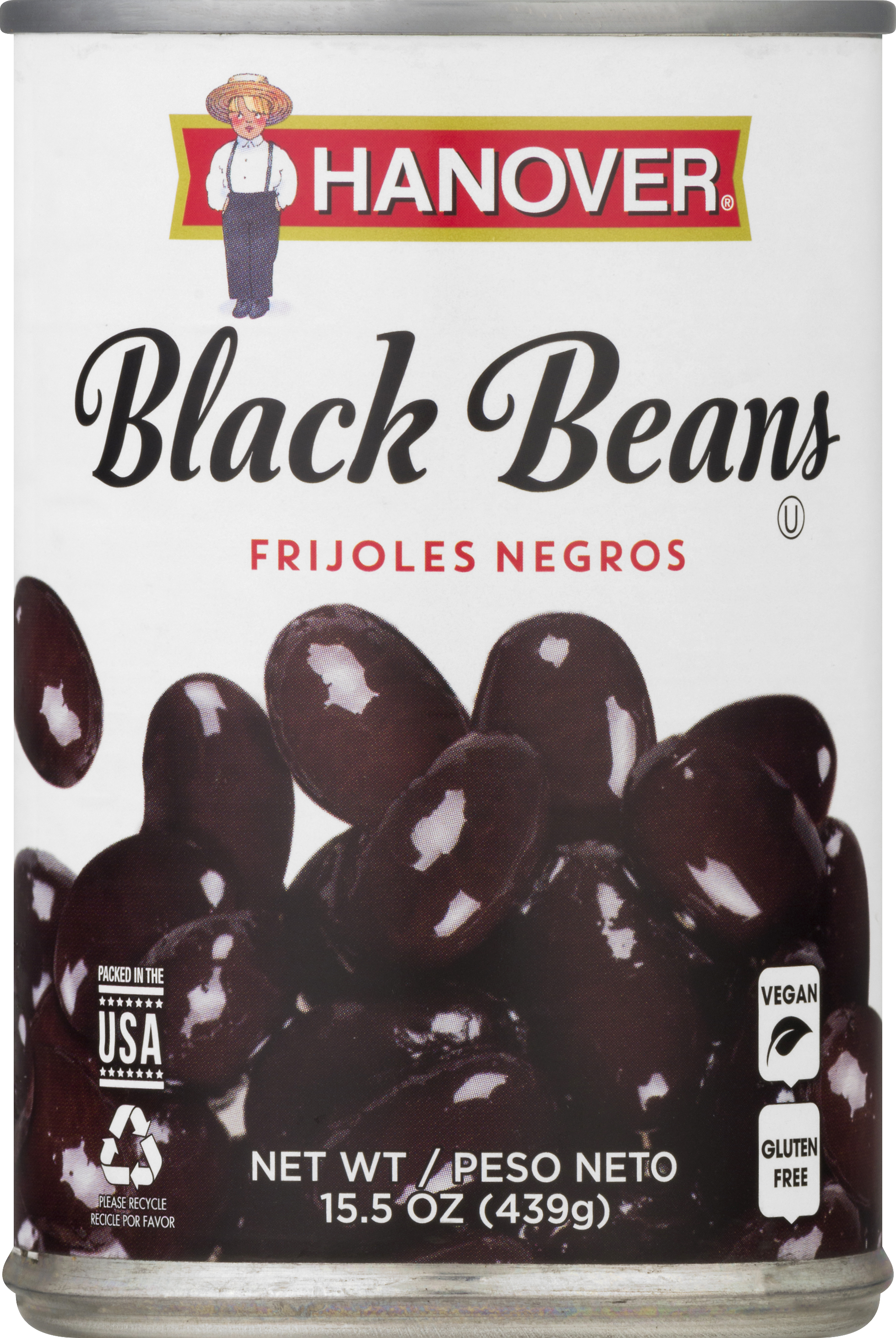 (12 pack) Hanover Black Beans, 15.5 oz Can – Vegan, Gluten Free Pantry Staple