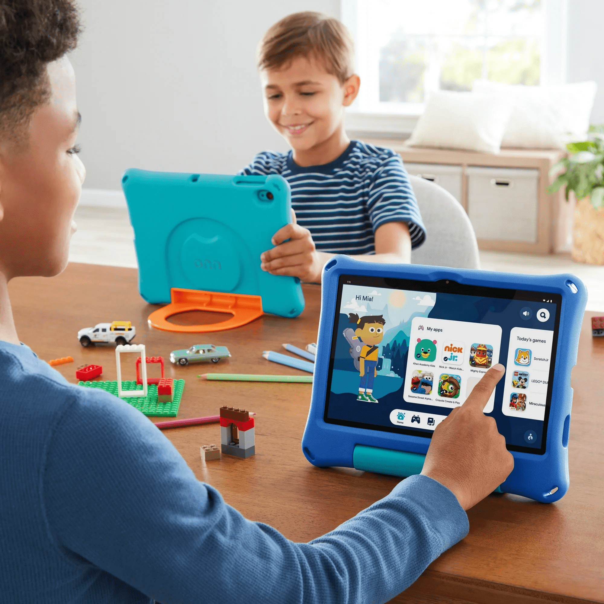 Open Box Onn 10.1" Kids Tablet, 32GB, 2 GHz Octa-Core, 3GB RAM, Blue, Bumper Case with Kickstand