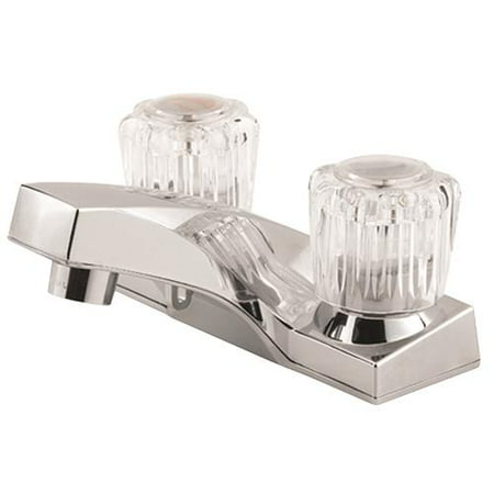 Pfister Pfirst Centerset Bathroom Sink Faucet with Acrylic Knob Handles, Polished Chrome