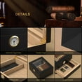 thumbnail image 5 of Ecojoy Cigar Humidor Case Box with Electric Hygrometer Humidifier Divider and Spanish Cedar Wood Shelf for 25-50 Counts, Luxuary Glass Cigar Case for Men, Black, 5 of 8