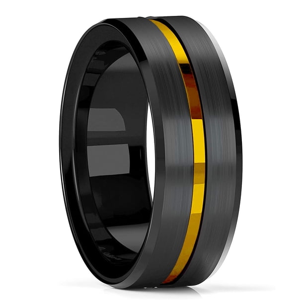 Anillo de acero inoxidable negro de Color plateado para hombre a la moda, anillo multifacético con ranura para hombre y mujer, anillo de compromiso, regalos de aniversario Dengxun unisex