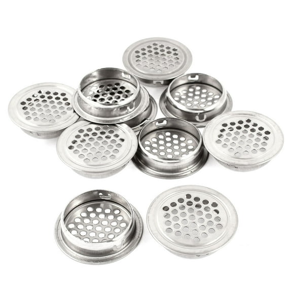Unique Bargains Kitchen Silver Tone Stainless Steel 1.5 inch Diameter 3mm Hole Air Vent Louver 10Pcs