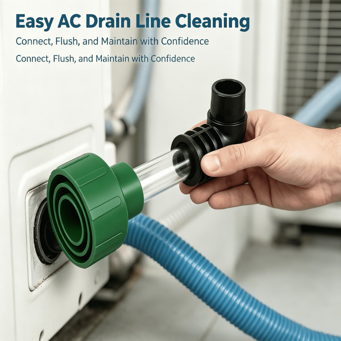 AC Drain Line Cleaner Adapter, 1Pc Plastic Universal HVAC to PVC Wet Vac Attachment, Heavy Duty Unclogger Pipe Connector for Air Conditioner Maintenance Home Office, 8.27 Inch