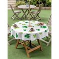 thumbnail image 3 of Outdoor Tablecloth with Umbrella Hole and Zipper, St. Patrick's Day Round Table Cloth 60 Inch Waterproof Tablecloth, Spring Lucky Shamrock Grass Watercolor Picnic Table Cover for Patio Camping, 3 of 7