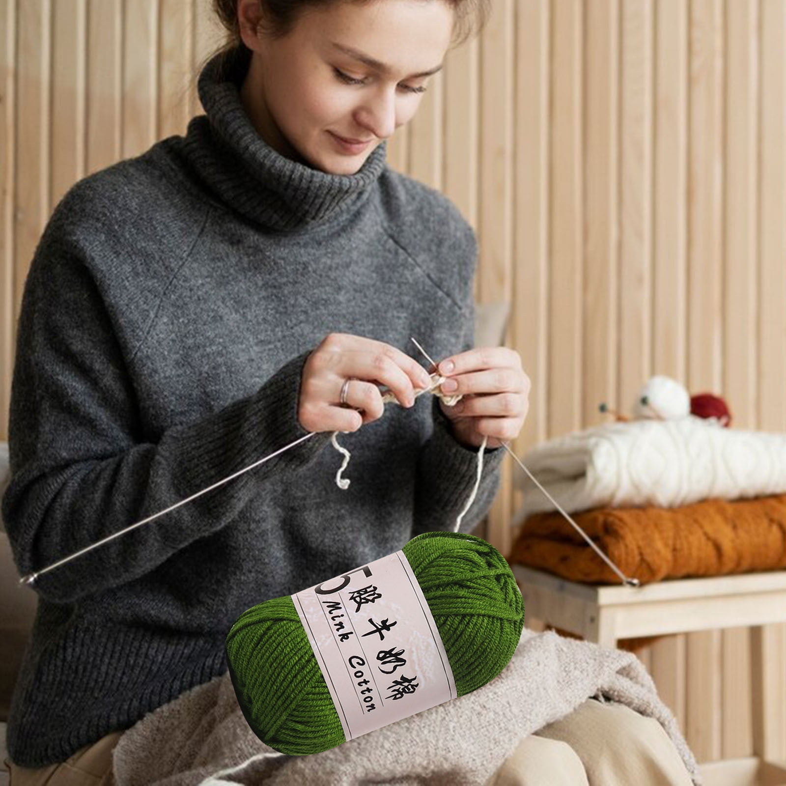 Fil De Coton Au Lait 5 Plis 2x50g – Gros Fil Doux Pour Crochet Tricot Bébé, Chaussettes, Chapeaux, Amigurumi