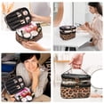 thumbnail image 5 of imerelez Bolsa de cosméticos de doble capa, bolsa de maquillaje, bolsa de maquillaje de viaje, bolsas de maquillaje para mujeres, estuches de cosméticos, portátil, impermeable, plegable (leopardo), 5 of 5