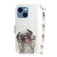 thumbnail image 2 of Case for iPhone 14 Cover Magnetic 3D Pattern Wallet Flip Case With Strap - Pug, 2 of 5