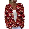 thumbnail image 2 of Cárdigan de mujer, cárdigan de manga larga, ahuecado, color sólido, chaqueta informal, parte superior de poliéster para mujer, 2 of 5