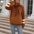 thumbnail image 3 of Sudadera con capucha Gibobby para mujer manga larga color sólido con cordón bolsillo Marrón XXL, 3 of 5