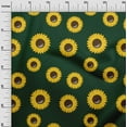 thumbnail image 3 of oneOone Georgette Viscose Dark Green Fabric Floral Sunflower Silhouette Diy Clothing Quilting Fabric Print Fabric By Yard 42 Inch Wide, 3 of 4