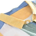thumbnail image 6 of WREESH Men's Casual Button Down Shirts Linen Shirts Striped Three Quarter Sleeve Shirt Yellow, 6 of 6