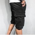 thumbnail image 5 of DDAPJ pyju Mens Jean Shorts Multi Pocket Cargo Jean Shorts Casual Solid Color Elastic Waist Drawstring Stretch Denim Shorts, 5 of 7