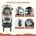 thumbnail image 5 of Demi Bonn 41" 4 Wheels Pet Stroller Dog Cat Cage Jogger Stroller, Travel Folding Carrier Puppy Stroller with Removable Waterproof Cover, Gray, 5 of 9