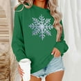 thumbnail image 2 of FAWUUDO Womens Fall Sweater Cute Bow Print Long Sleeve Pullover Casual Oversized Green, 2 of 6