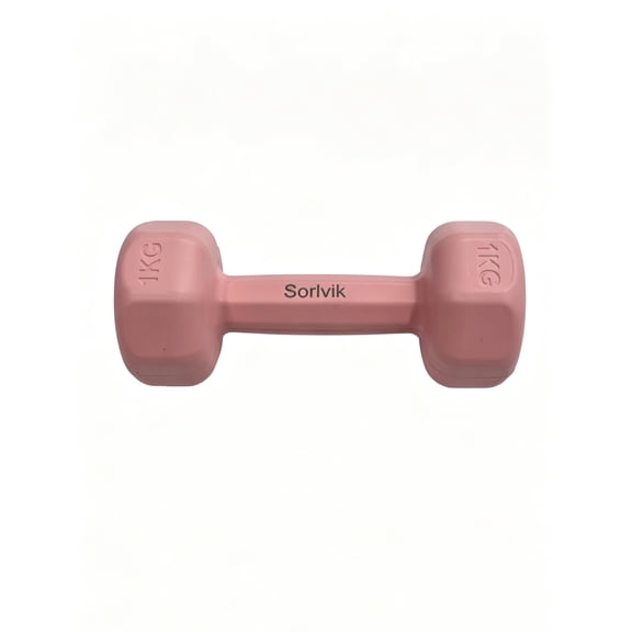 Sorlvik 1KG (2.2 lbs) Neoprene Coated Hex Dumbbell, Anti-Roll Hand Weight for Strength Training and Fitness, Pink, Single